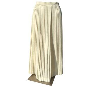 🇫🇷 Vintage Gerard Pasquier Cream Pleated Skirt Made in France Size US 8 EU 40